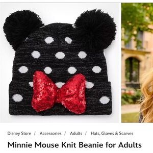 Disney Minnie Mouse Polka Dot Beanie - Black and Red